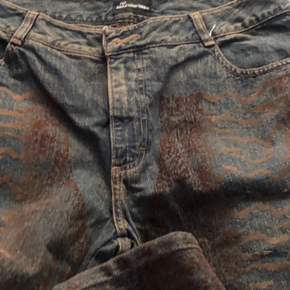 Dark wide jeans size 10 animal print mid- high rise with stretch - Picture 8 of 15